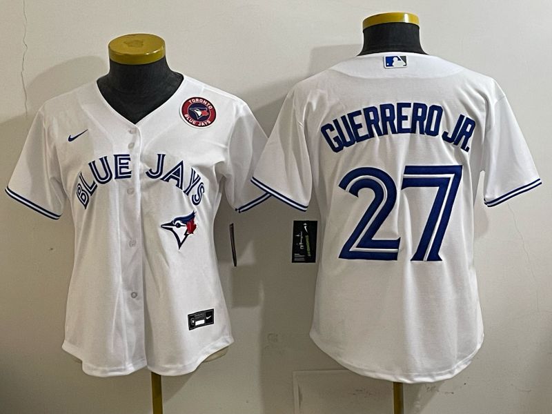 Women 2025 Toronto Blue Jays #27 Guerrero jr white Game Nike MLB Jersey style 005